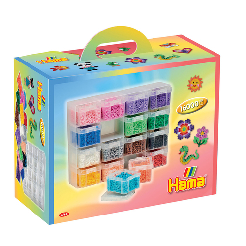 16000pc Hama Beads w/ 16-Drawer Storage Box Kids Building Toy 5y+