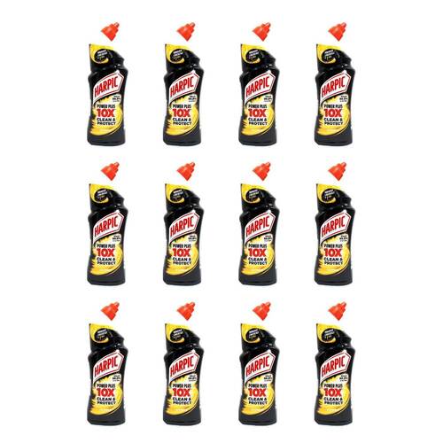 12PK Harpic Power Plus Bathroom Toilet Cleaner w/ Citrus Scent 750ml