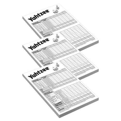 3PK Hasbro Yahtzee 80 Page Refill Score Pads Game for Family and Friends 8Y+