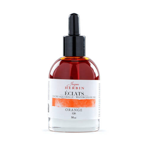 Herbin Eclats Glass Bottle Intense Watercolour Ink w/ Dropper 50ml Orange