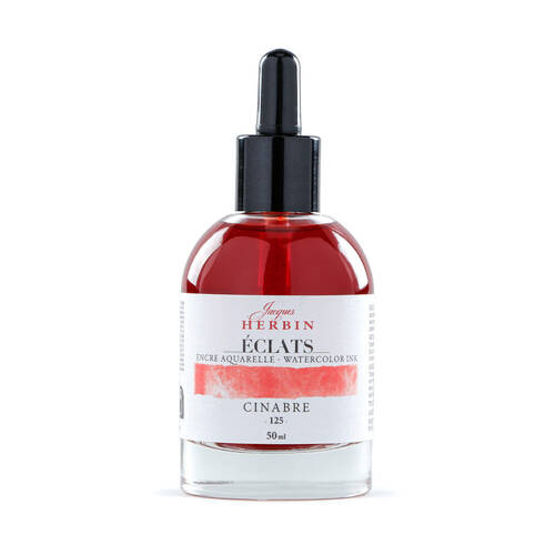 Herbin Eclats Glass Bottle Intense Watercolour Ink w/ Dropper 50ml Vermilion