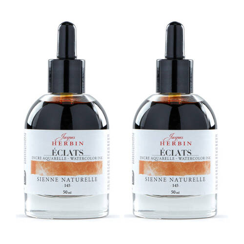 2PK Herbin Eclats Intense Watercolour Ink w/ Dropper 50ml Natural Siena