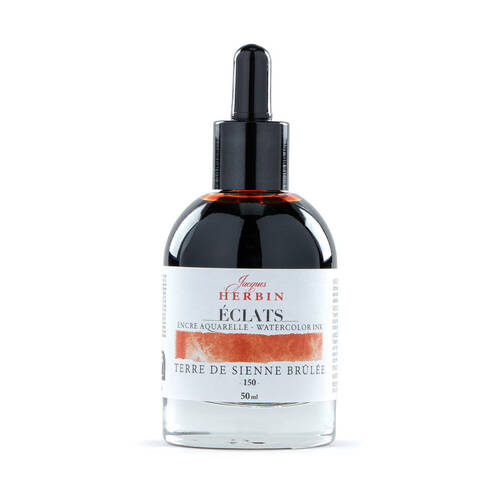 Herbin Eclats Glass Bottle Intense Watercolour Ink w/ Dropper 50ml Burnt Siena