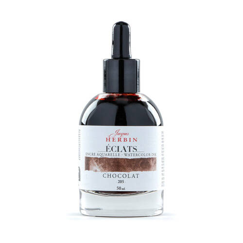 Herbin Eclats Glass Bottle Intense Watercolour Ink w/ Dropper 50ml Chocolate
