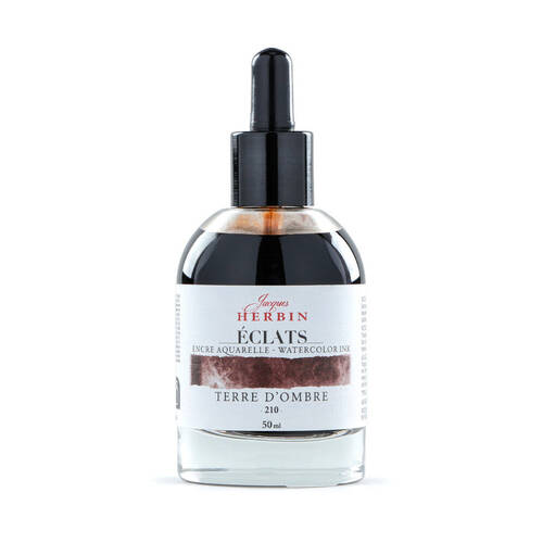 Herbin Eclats Glass Bottle Intense Watercolour Ink w/ Dropper 50ml Umber