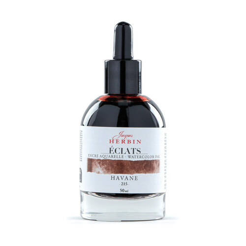 Herbin Eclats Glass Bottle Intense Watercolour Ink w/ Dropper 50ml Havana