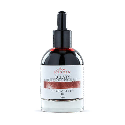 Herbin Eclats Glass Bottle Intense Watercolour Ink w/ Dropper 50ml Terracotta
