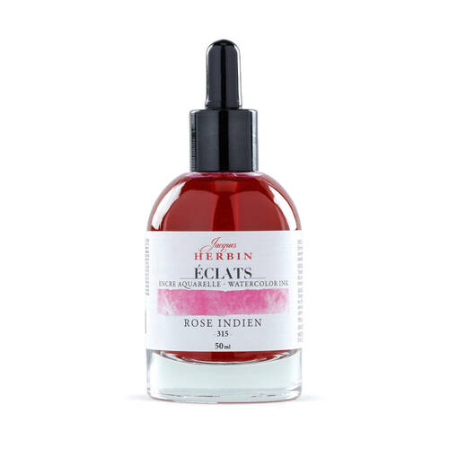 Herbin Eclats Glass Bottle Intense Watercolour Ink w/ Dropper 50ml Indian Pink