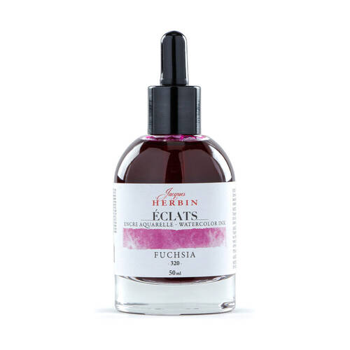 Herbin Eclats Glass Bottle Intense Watercolour Ink w/ Dropper 50ml Fuchsia