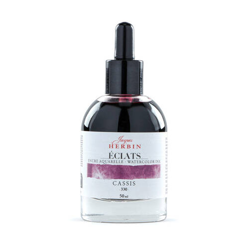 Herbin Eclats Glass Bottle Intense Watercolour Ink w/ Dropper 50ml Blackcurrant