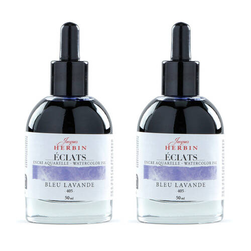 2PK Herbin Eclats Intense Watercolour Ink w/ Dropper 50ml Lavender Blue