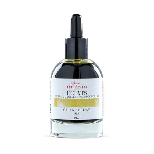Herbin Eclats Glass Bottle Intense Watercolour Ink w/ Dropper 50ml Chartreuse
