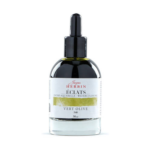 Herbin Eclats Glass Bottle Intense Watercolour Ink w/ Dropper 50ml Olive Green