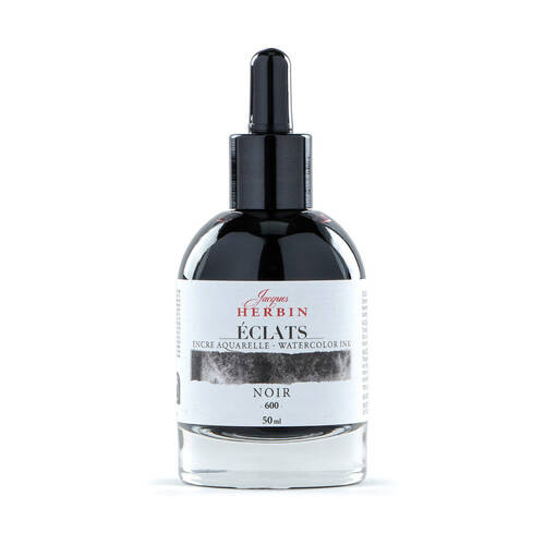 Herbin Eclats Glass Bottle Intense Watercolour Ink w/ Dropper 50ml Black