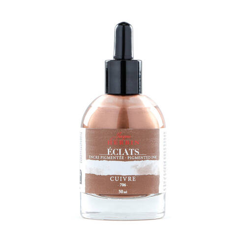 Herbin Eclats Glass Bottle Rich Pigment Writing Ink w/ Dropper 50ml Copper