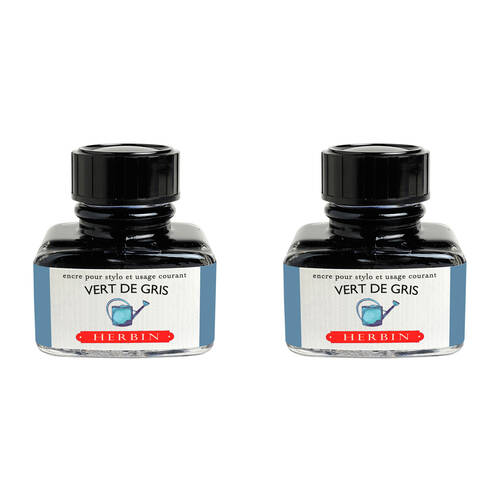 2PK Herbin Writing & Drawing Water-Based Natural Dyes Ink 30ml Vert De Gris