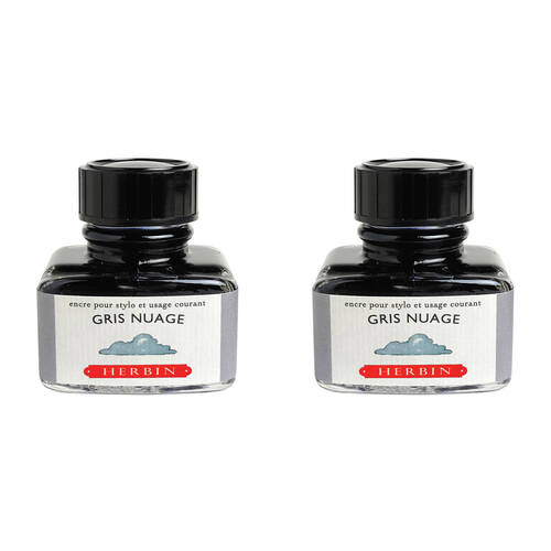 2PK Herbin Writing & Drawing Water-Based Natural Dyes Ink 30ml Cloud Grey