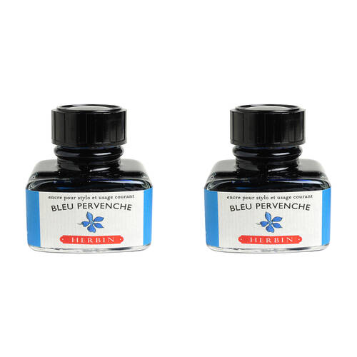 2PK Herbin Writing & Drawing Water-Based Natural Dyes Ink 30ml Periwinkle