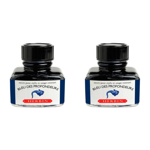 2PK Herbin Writing & Drawing Water-Based Natural Dyes Ink 30ml Deep Blue