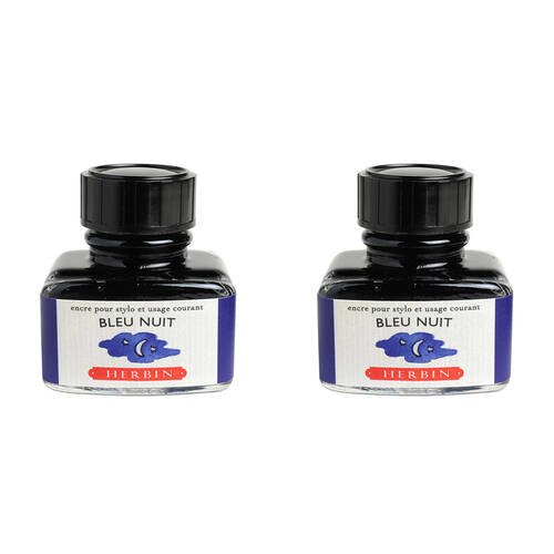 2PK Herbin Writing & Drawing Water-Based Natural Dyes Ink 30ml Night Blue