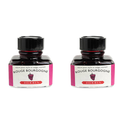 2PK Herbin Writing & Drawing Water-Based Natural Dyes Ink 30ml Burgundy Red