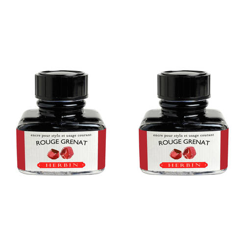 2PK Herbin Writing & Drawing Water-Based Natural Dyes Ink 30ml Garnet Red