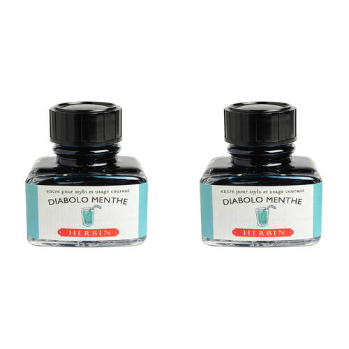 2PK Herbin Writing & Drawing Water-Based Natural Dyes Ink 30ml Mint Green