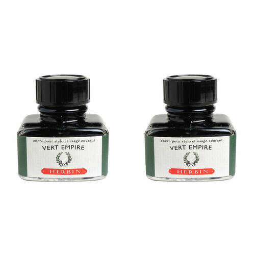 2PK Herbin Writing & Drawing Water-Based Natural Dyes Ink 30ml Empire Green