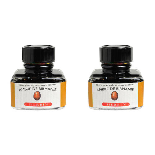 2PK Herbin Writing & Drawing Water-Based Natural Dyes Ink 30ml Burmese Amber