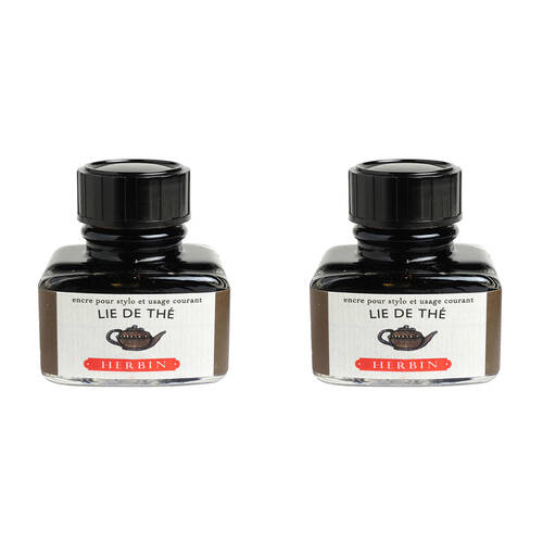 2PK Herbin Writing & Drawing Water-Based Natural Dyes Ink 30ml Tea Brown