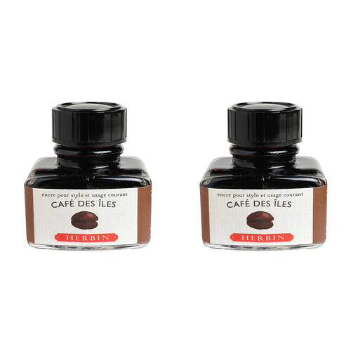 2PK Herbin Writing & Drawing Water-Based Natural Dyes Ink 30ml Island Coffee