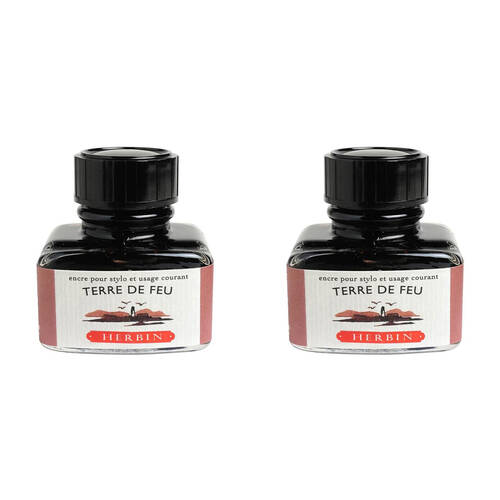 2PK Herbin Writing & Drawing Water-Based Natural Dyes Ink 30ml Land/Fire