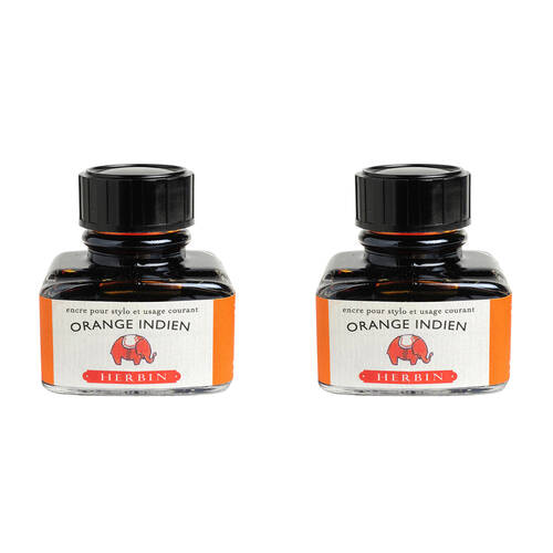 2PK Herbin Writing & Drawing Water-Based Natural Dyes Ink 30ml Indian Orange