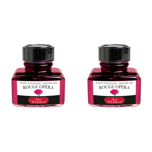 2PK Herbin Writing & Drawing Water-Based Natural Dyes Ink 30ml Opera Red