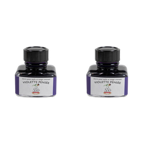 2PK Herbin Writing & Drawing Water-Based Natural Dyes Ink 30ml Violet Pansy