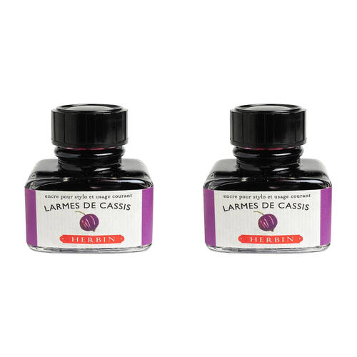 2PK Herbin Writing & Drawing Water-Based Natural Dyes Ink 30ml Blackcurrant