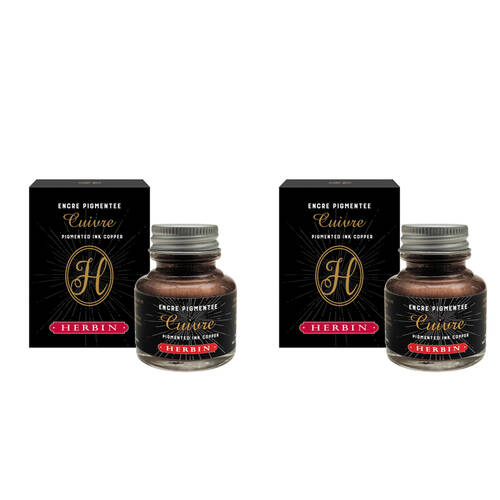 2PK Herbin Ornamental Rich Opaque Pigment Decorative Writing Ink 30ml Copper