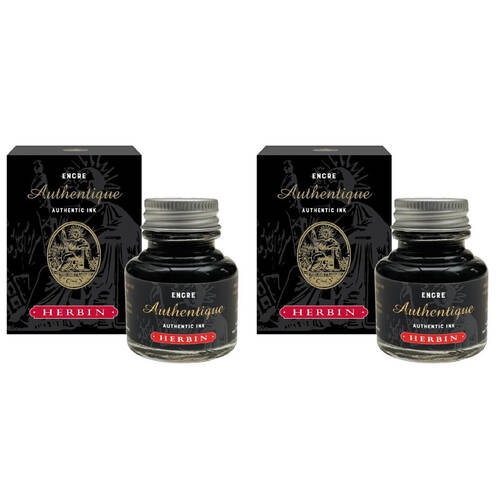 2PK Herbin Authentic Lawyers Writing & Lettering Ink 30ml Intense Black