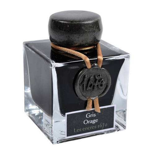 Herbin 1670 Prestige Glass Bottle Writing Fountain Pen Ink 50ml Stormy Grey
