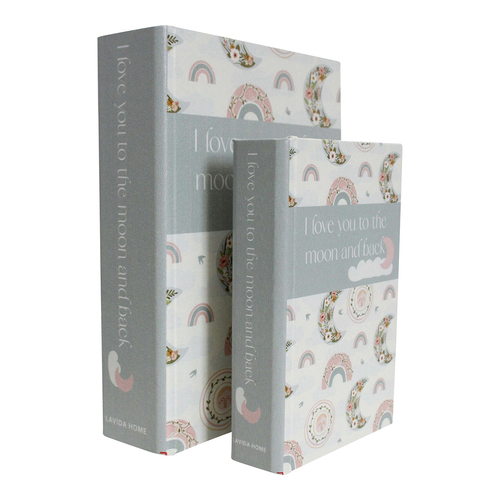 LVD 2pc Decorative MDF 24/18cm Book Box Set - Moon & Back