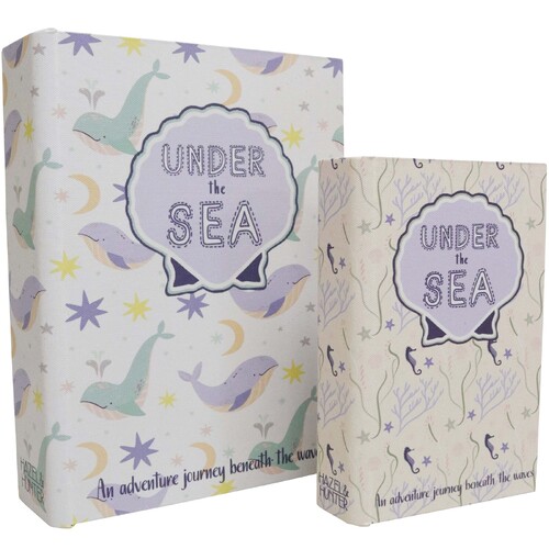 2pc LVD Canvas/MDF Book Box Under The Sea Table/Shelf Display