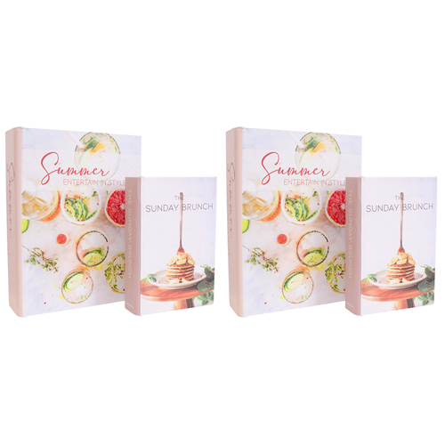2x 2pc LVD Recipes MDF Book Box Home Decor Set 18cm/24cm 