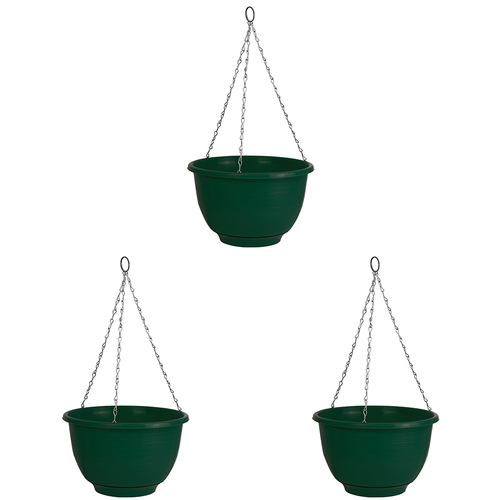 3PK Homeleisure Reko Flower/Plant Hanging Basket 25cm Green Garden 