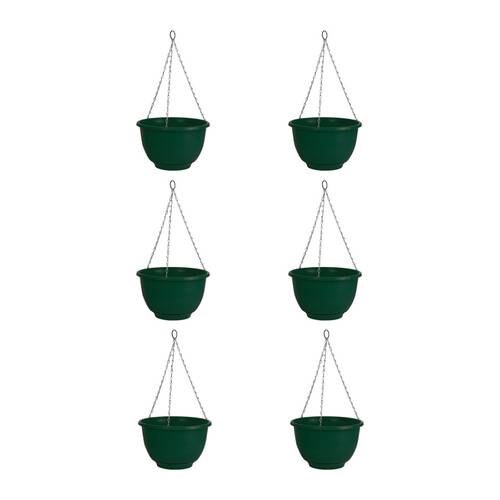 6PK Homeleisure Reko Flower/Plant Hanging Basket 25cm Green Garden 