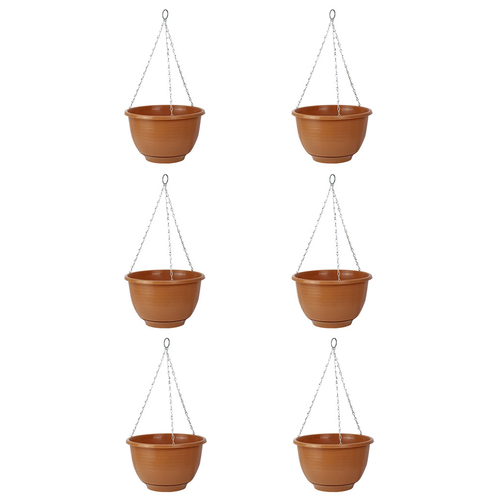 6PK Homeleisure Reko Flower/Plant Hanging Basket 25cm Terracotta 