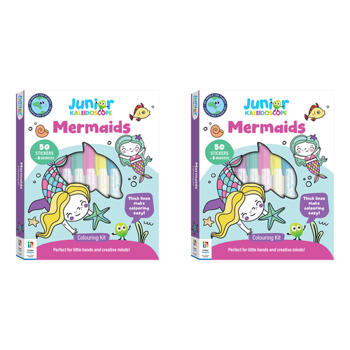 2PK Junior Kaleidoscope Kids 29x23cm Colouring Kit Mermaids 3y+