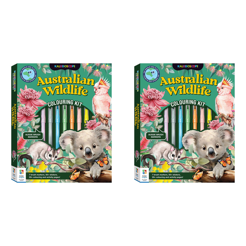 2PK Kaleidoscope Australian Wildlife 29x23cm Kids Colouring Kit 8y+