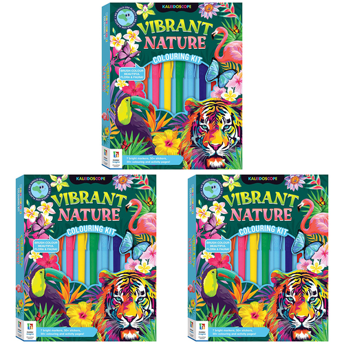 3PK Kaleidoscope Vibrant Nature Kids/Children Colouring Kit 8y+