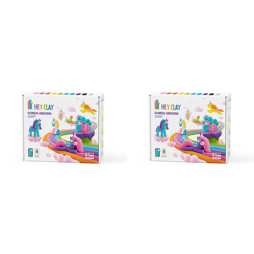 2x 15pc Hey Clay Rainbow Unicorns Craft Set Toy 22x19cm Kids 3y+