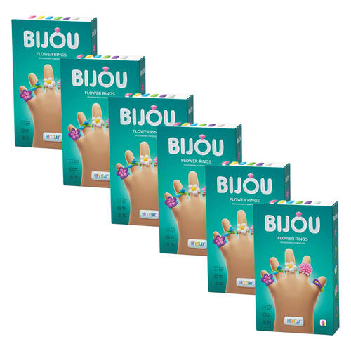 6x 5pc Hey Clay Bijou Flower Rings Kids Modelling-Clay Kit Multi-Coloured 3y+